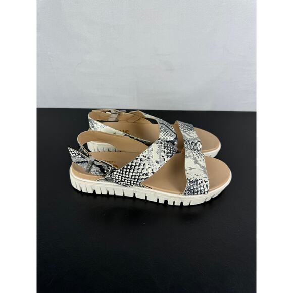 Sam Edelman Circus Strappy Snakeskin Sandals Tan Silver Ladies Size 7.5 - Picture 5 of 10